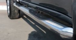 83 999 р. Защита порогов с пластиковыми вставками для ног из круглой трубы диаметром 76 мм Russtal Mitsubishi L200 5 KK,KL дорестайлинг (2015-2019) (Защита порогов с со скосами на торцах (вариант 1))  с доставкой в г. Кемерово. Увеличить фотографию 3