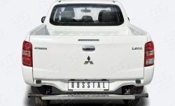 Защита заднего бампера (Ø120х60 мм с проступью, нержавейка) SLITKOFF Mitsubishi L200 5 KK,KL дорестайлинг (2015-2019)