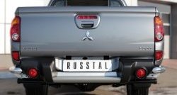 15 699 р. Защита заднего бампера (Ø63 мм уголки, нержавейка) SLITKOFF  Mitsubishi L200  5 KK,KL (2015-2019) дорестайлинг  с доставкой в г. Кемерово. Увеличить фотографию 2