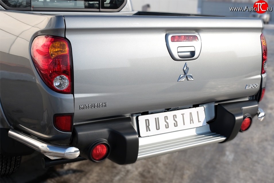 15 699 р. Защита заднего бампера (Ø63 мм уголки, нержавейка) SLITKOFF  Mitsubishi L200  5 KK,KL (2015-2019) дорестайлинг  с доставкой в г. Кемерово