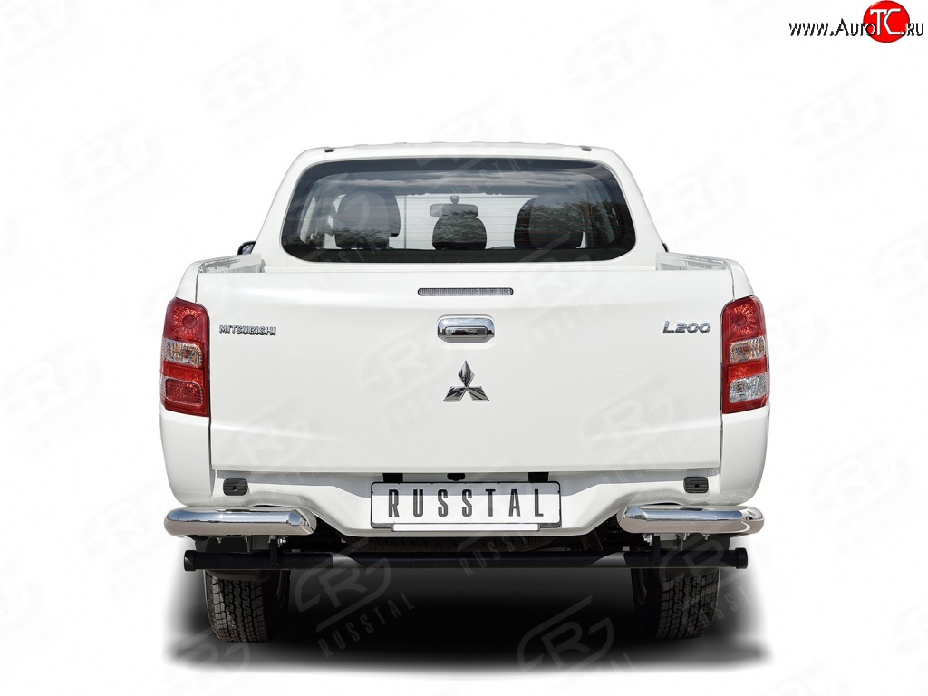 14 849 р. Защита заднего бампера (Ø76 мм уголки, нержавейка) SLITKOFF  Mitsubishi L200  5 KK,KL (2018-2022) рестайлинг  с доставкой в г. Кемерово