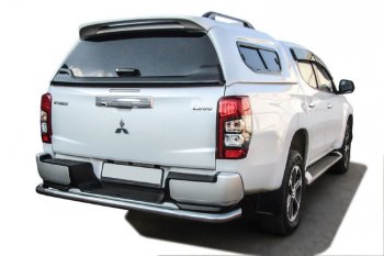 Защита заднего бампера Slitkoff (Ø 57 мм, с бампером) Mitsubishi L200  5 KK,KL (2018-2022) рестайлинг (Нержавеющая сталь)