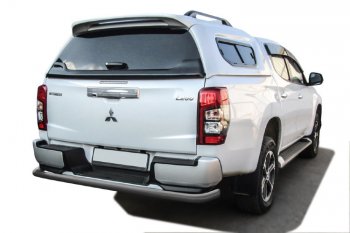 Защита заднего бампера Slitkoff (Ø 57 мм, с бампером) Mitsubishi L200  5 KK,KL (2018-2022) рестайлинг (Сталь с полимерным покрытием. Цвет: серебристый)
