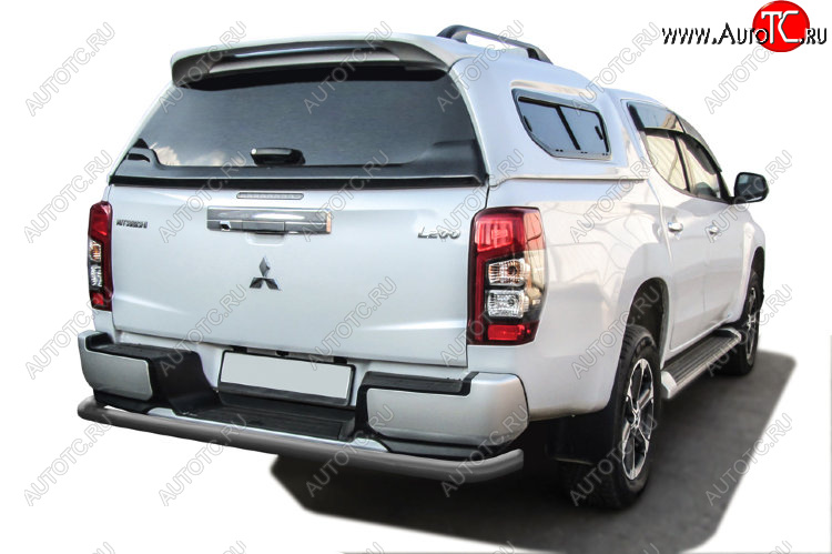 9 999 р. Защита заднего бампера Slitkoff (Ø 57 мм, с бампером)  Mitsubishi L200  5 KK,KL (2018-2022) рестайлинг (Сталь с полимерным покрытием. Цвет: серебристый)  с доставкой в г. Кемерово