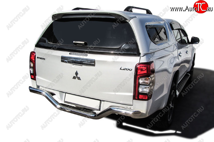 18 349 р. Защита заднего бампера Slitkoff (Ø 76 мм, с проступью, без бампера)  Mitsubishi L200  5 KK,KL (2015-2022) дорестайлинг, рестайлинг (Нержавеющая сталь)  с доставкой в г. Кемерово