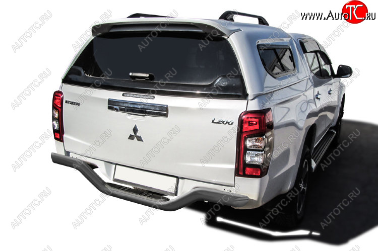 12 849 р. Защита заднего бампера Slitkoff (Ø 76 мм, с проступью, без бампера)  Mitsubishi L200  5 KK,KL (2015-2022) дорестайлинг, рестайлинг (Сталь с полимерным покрытием. Цвет: серебристый)  с доставкой в г. Кемерово