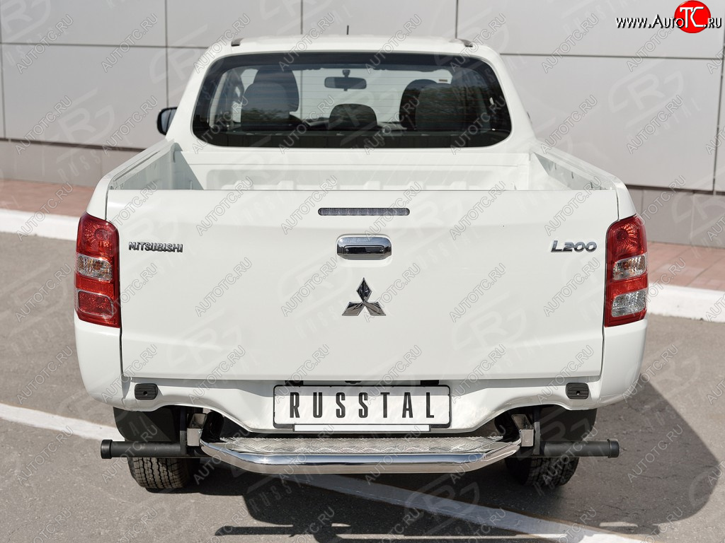 19 799 р. Защита заднего бампера (труба d63 с листом) SLITKOFF  Mitsubishi L200  5 KK,KL (2015-2019) дорестайлинг (Лист алюминий/профиль сталь)  с доставкой в г. Кемерово