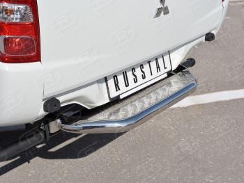19 799 р. Защита заднего бампера (труба d63 с листом) SLITKOFF  Mitsubishi L200  5 KK,KL (2015-2019) дорестайлинг (Лист алюминий/профиль сталь)  с доставкой в г. Кемерово. Увеличить фотографию 3