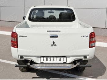 Защита заднего бампера (труба d63 с листом) SLITKOFF Mitsubishi L200  5 KK,KL (2015-2019) дорестайлинг (Лист алюминий/профиль нержавейка)
