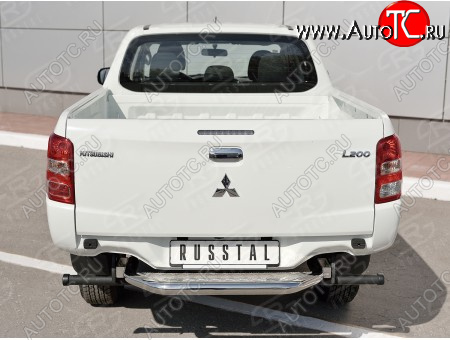22 849 р. Защита заднего бампера (труба d63 с листом) SLITKOFF  Mitsubishi L200  5 KK,KL (2015-2019) дорестайлинг (Лист алюминий/профиль нержавейка)  с доставкой в г. Кемерово