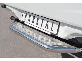 22 849 р. Защита заднего бампера (труба d63 с листом) SLITKOFF  Mitsubishi L200  5 KK,KL (2015-2019) дорестайлинг (Лист алюминий/профиль нержавейка)  с доставкой в г. Кемерово. Увеличить фотографию 2