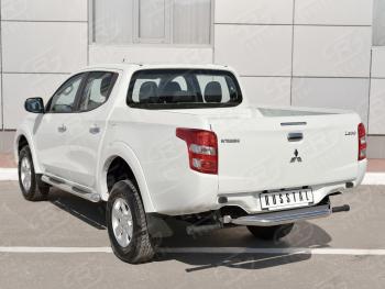 24 999 р. Защита заднего бампера (труба d63 с листом) SLITKOFF  Mitsubishi L200  5 KK,KL (2015-2019) дорестайлинг (Лист и профиль нержавейка)  с доставкой в г. Кемерово. Увеличить фотографию 2