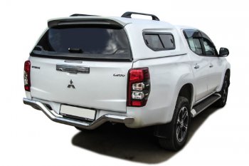 Защита заднего бампера Slitkoff (Ø 76 мм, без бампера) Mitsubishi L200  5 KK,KL (2018-2022) рестайлинг (Нержавеющая сталь)