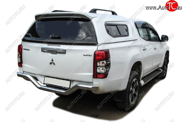 17 399 р. Защита заднего бампера Slitkoff (Ø 76 мм, без бампера)  Mitsubishi L200  5 KK,KL (2018-2022) рестайлинг (Нержавеющая сталь)  с доставкой в г. Кемерово