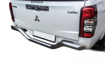 17 399 р. Защита заднего бампера Slitkoff (Ø 76 мм, без бампера)  Mitsubishi L200  5 KK,KL (2018-2022) рестайлинг (Нержавеющая сталь)  с доставкой в г. Кемерово. Увеличить фотографию 2