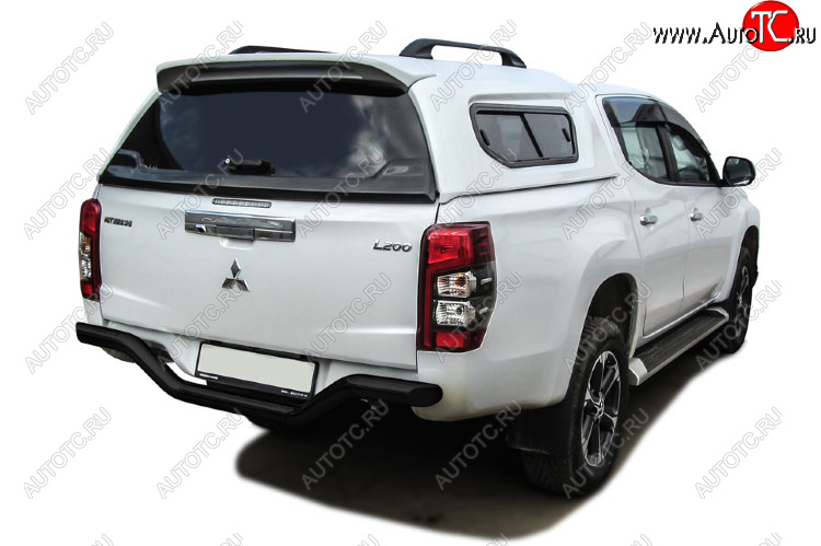 11 999 р. Защита заднего бампера Slitkoff (Ø 76 мм, без бампера) Mitsubishi L200 5 KK,KL рестайлинг (2018-2022) (Сталь с полимерным покрытием. Цвет: черный)  с доставкой в г. Кемерово