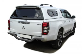Защита заднего бампера Slitkoff (Ø 57 мм, без бампера) Mitsubishi L200  5 KK,KL (2018-2022) рестайлинг (Сталь с полимерным покрытием. Цвет: серебристый)