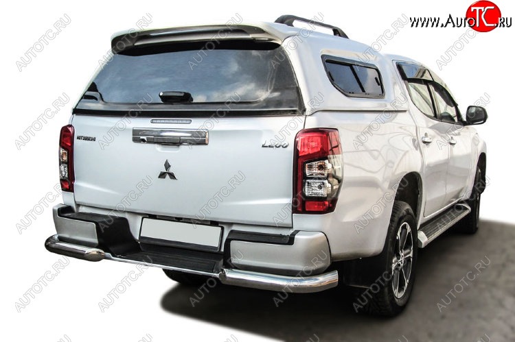 12 999 р. Защита заднего бампера Slitkoff (Ø 76 мм, уголки, с бампером)  Mitsubishi L200  5 KK,KL (2018-2022) рестайлинг (Нержавеющая сталь)  с доставкой в г. Кемерово