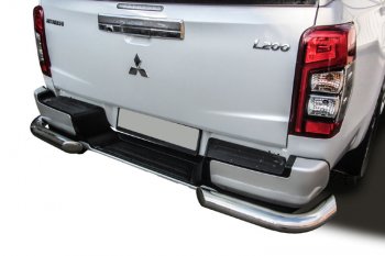 12 999 р. Защита заднего бампера Slitkoff (Ø 76 мм, уголки, с бампером)  Mitsubishi L200  5 KK,KL (2018-2022) рестайлинг (Нержавеющая сталь)  с доставкой в г. Кемерово. Увеличить фотографию 2