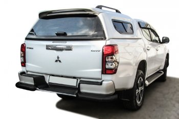 Защита заднего бампера Slitkoff (Ø 76 мм, уголки, с бампером) Mitsubishi L200 5 KK,KL рестайлинг (2018-2022)