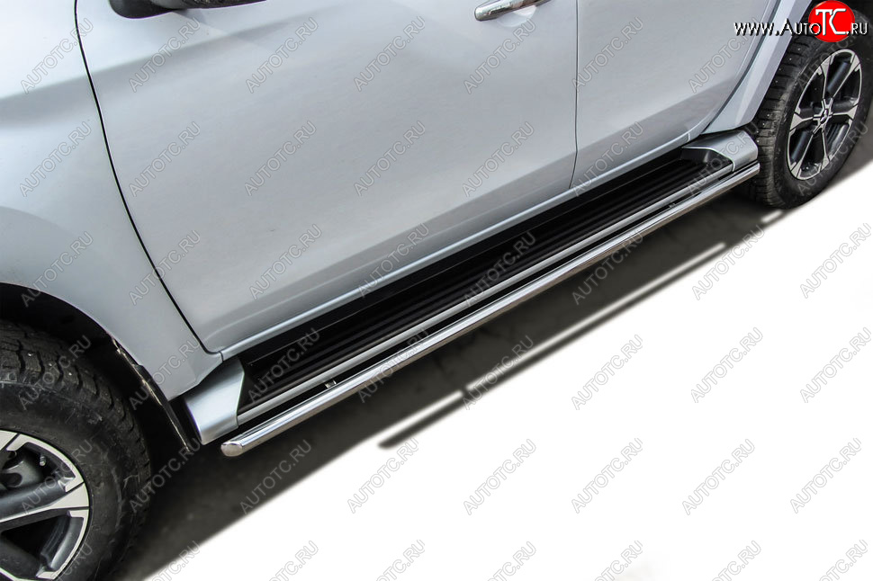 13 999 р. Защита порогов Slitkoff (Ø 42 мм)  Mitsubishi L200  5 KK,KL (2015-2019) дорестайлинг (Нержавеющая сталь)  с доставкой в г. Кемерово