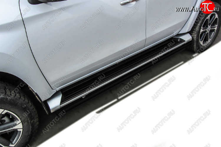 9 899 р. Защита порогов Slitkoff (Ø 42 мм)  Mitsubishi L200  5 KK,KL (2015-2019) дорестайлинг (Сталь с полимерным покрытием. Цвет: черный)  с доставкой в г. Кемерово