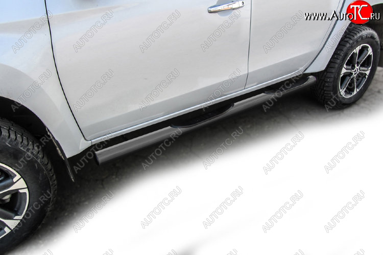 15 949 р. Защита порогов Slitkoff (Ø 76 мм, с проступями)  Mitsubishi L200  5 KK,KL (2015-2022) дорестайлинг, рестайлинг (Сталь с полимерным покрытием. Цвет: серебристый)  с доставкой в г. Кемерово