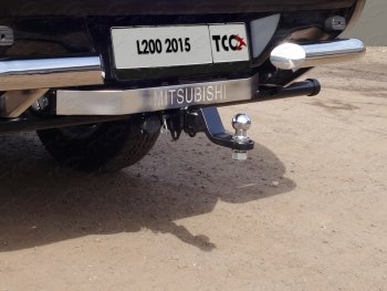 Фаркоп (тягово-сцепное устройство) TCC (надпись Mitsubishi, без заднего бампера) Mitsubishi L200  5 KK,KL (2015-2022) дорестайлинг, рестайлинг (Оцинкованный, шар E - нержавейка)