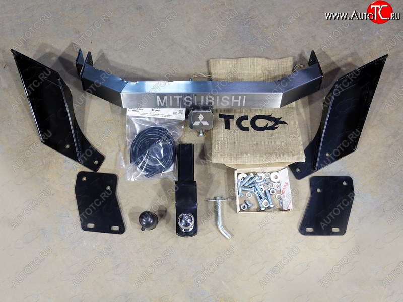 22 999 р. Фаркоп (тягово-сцепное устройство) TCC (надпись Mitsubishi, с задним бампером)  Mitsubishi L200  5 KK,KL (2015-2022) дорестайлинг, рестайлинг (Оцинкованный, шар E - нержавейка)  с доставкой в г. Кемерово
