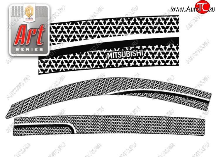 2 399 р. Дефлектора окон CA-Plastic  Mitsubishi L200  4 (2006-2014)  дорестайлинг (Серия Art черная, Без хром.молдинга, Крепление только на скотч)  с доставкой в г. Кемерово