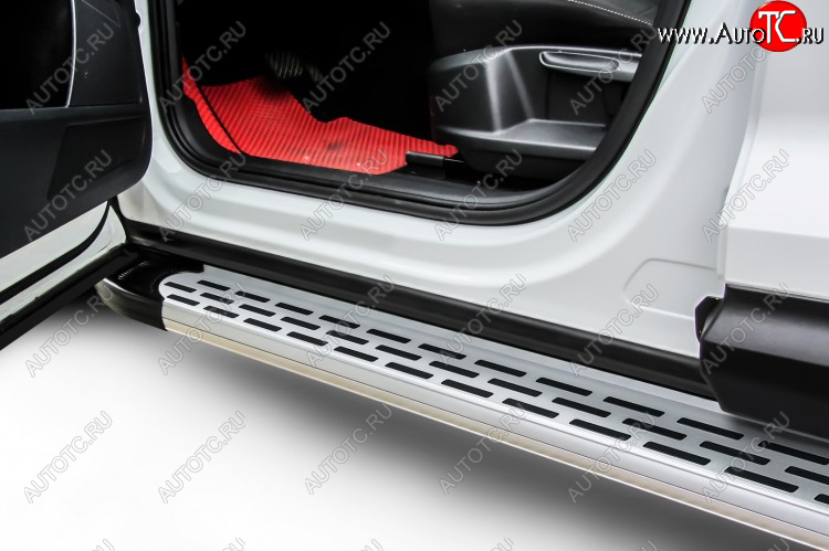 17 399 р. Пороги алюминиевые Slitkoff  Mitsubishi L200  4 (2006-2014)  дорестайлинг (Premium Silver)  с доставкой в г. Кемерово
