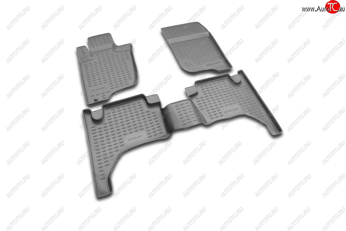 2 699 р. Комплект 3D ковриков салона Element (полиуретан) Mitsubishi L200 4  дорестайлинг (2006-2014) (Черные)  с доставкой в г. Кемерово