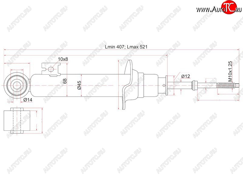 2 199 р. Амортизатор передний LH=RH SAT  Mitsubishi L200 ( 4,  5 KK,KL) - Pajero Sport  PB  с доставкой в г. Кемерово