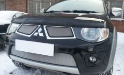 1 539 р. Нижняя сетка на бампер Russtal (хром)  Mitsubishi L200  4 - Pajero Sport  PB  с доставкой в г. Кемерово. Увеличить фотографию 1