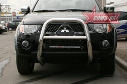 Защита переднего бампера Souz-96 (d76) Mitsubishi L200 4  дорестайлинг (2006-2014)