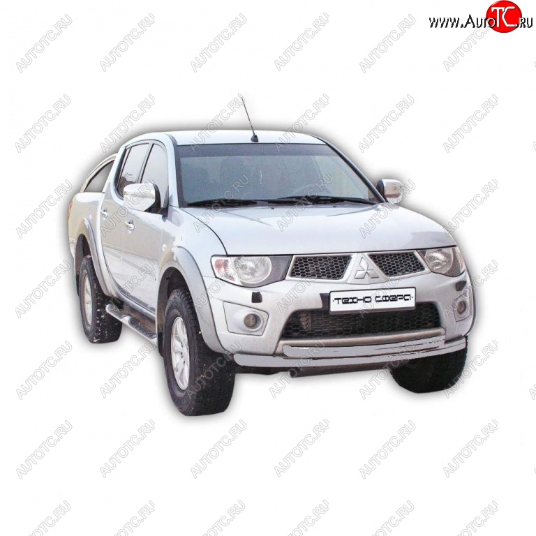 11 699 р. Защита переднего бампера ТехноСфера (Техно Сфера)  Mitsubishi L200  4 (2006-2014)  дорестайлинг (Серебристый)  с доставкой в г. Кемерово