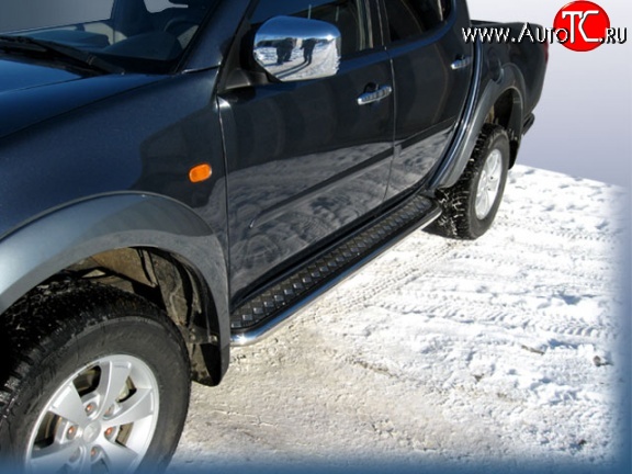 15 349 р. Широкая защита порогов с трубой диаметром 57 мм Slitkoff Mitsubishi L200 4  дорестайлинг (2006-2014)  с доставкой в г. Кемерово