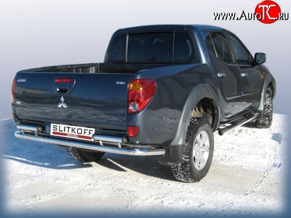 14 749 р. Защита заднего бампера Slitkoff (Ø 57 мм)  Mitsubishi L200 ( 4,  5 KK,KL) (2006-2022)  дорестайлинг, рестайлинг (Нержавеющая сталь)  с доставкой в г. Кемерово