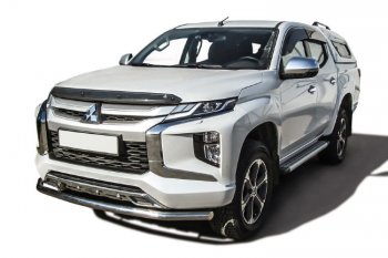 14 849 р. Защита переднего бампера Slitkoff (Ø 57 мм).  Mitsubishi L200  5 KK,KL (2018-2022) рестайлинг (Нержавеющая сталь)  с доставкой в г. Кемерово. Увеличить фотографию 1