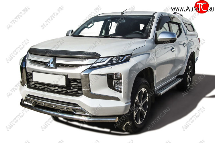 14 849 р. Защита переднего бампера Slitkoff (Ø 57 мм).  Mitsubishi L200  5 KK,KL (2018-2022) рестайлинг (Нержавеющая сталь)  с доставкой в г. Кемерово