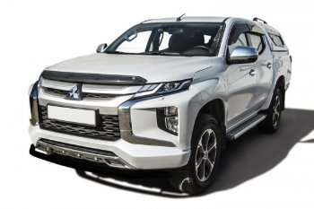 10 399 р. Защита переднего бампера Slitkoff (Ø 57 мм).  Mitsubishi L200  5 KK,KL (2018-2022) рестайлинг (Сталь с полимерным покрытием. Цвет: черный)  с доставкой в г. Кемерово. Увеличить фотографию 1