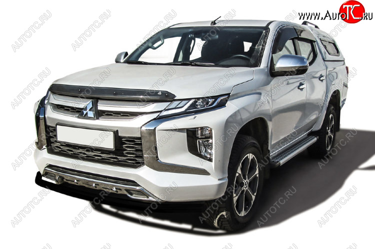 10 399 р. Защита переднего бампера Slitkoff (Ø 57 мм).  Mitsubishi L200  5 KK,KL (2018-2022) рестайлинг (Сталь с полимерным покрытием. Цвет: черный)  с доставкой в г. Кемерово