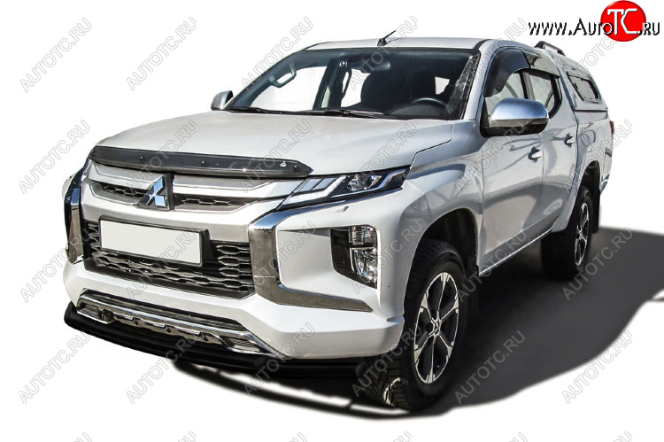 12 549 р. Защита переднего бампера Slitkoff (Ø 57+Ø 42, двойная)  Mitsubishi L200  5 KK,KL (2018-2022) рестайлинг (Сталь с полимерным покрытием. Цвет: черный)  с доставкой в г. Кемерово