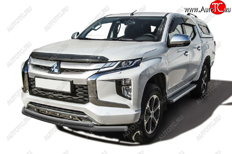 12 549 р. Защита переднего бампера Slitkoff (Ø 57+Ø 42, двойная)  Mitsubishi L200  5 KK,KL (2018-2022) рестайлинг (Сталь с полимерным покрытием. Цвет: серебристый)  с доставкой в г. Кемерово