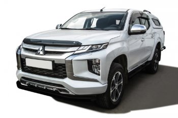 11 999 р. Защита переднего бампера Slitkoff (Ø 76 мм)  Mitsubishi L200  5 KK,KL (2018-2022) рестайлинг (Сталь с полимерным покрытием. Цвет: черный)  с доставкой в г. Кемерово. Увеличить фотографию 1