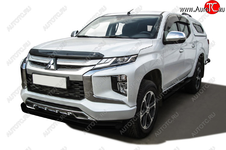 11 999 р. Защита переднего бампера Slitkoff (Ø 76 мм)  Mitsubishi L200  5 KK,KL (2018-2022) рестайлинг (Сталь с полимерным покрытием. Цвет: черный)  с доставкой в г. Кемерово