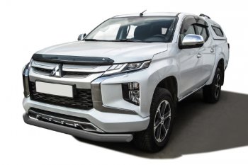 11 999 р. Защита переднего бампера Slitkoff (Ø 76 мм)  Mitsubishi L200  5 KK,KL (2018-2022) рестайлинг (Сталь с полимерным покрытием. Цвет: серебристый)  с доставкой в г. Кемерово. Увеличить фотографию 1