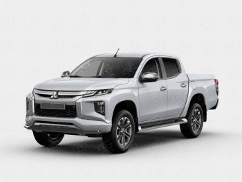 Защита переднего бампера SLITKOFF (Ø63 мм) Mitsubishi L200 5 KK,KL рестайлинг (2018-2022) (порошковая окраска в цвет черный муар)
