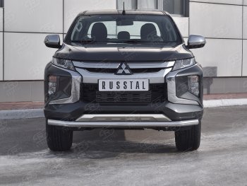 18 599 р. Защита переднего бампера (Ø 63 мм, нержавейка) SLITKOFF  Mitsubishi L200  5 KK,KL (2018-2022) рестайлинг  с доставкой в г. Кемерово. Увеличить фотографию 1