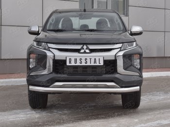 19 999 р. Защита переднего бампера (Ø 76 мм, нержавейка) SLITKOFF  Mitsubishi L200  5 KK,KL (2018-2022) рестайлинг  с доставкой в г. Кемерово. Увеличить фотографию 1